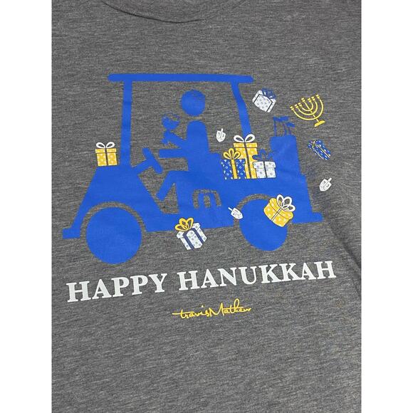 Travis Mathew Happy Hanukkah Short Sleeve T Shirt Men's Large Gray - Picture 7 of 7